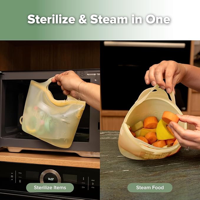 Haakaa Silicone Microwave Steamer & Steriliser Bag, 70oz/2000ml Large Capacity - Image 5