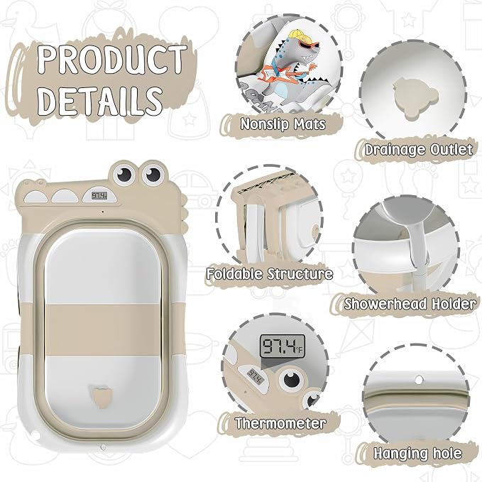 Collapsible Baby Bathtub for Newborn, Foldable Baby Bath Tub - Image 2