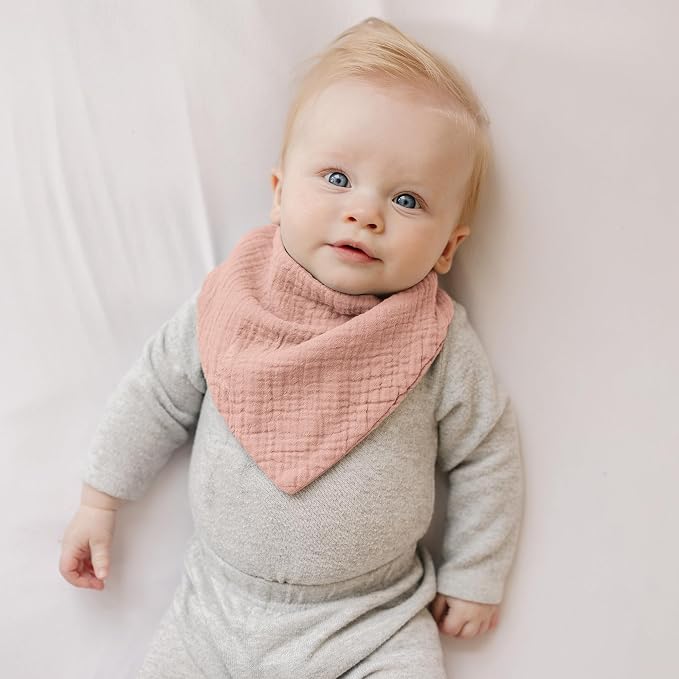 Konssy 8-Pack Muslin Baby Bibs, Absorbent Bandana Drool, 100% Cotton Unisex - Image 5