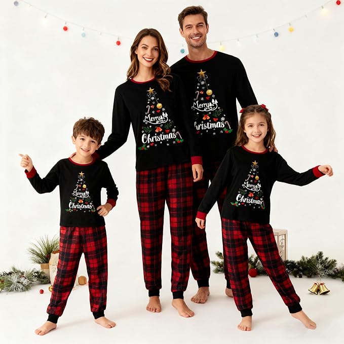 Awoscut Christmas Family Matching Pajamas Christmas Pjs Holiday Nightwear - Image 2