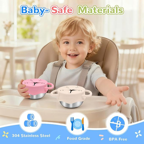 2 Pack Toddler Snack Containers –13.5oz Food Grade Stainless Steel Snack Cups - Image 2