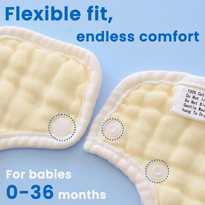 EllieHouse Baby Bibs for Girls Boys 8 Pack Muslin Drool Teeth Drooling Teething - Image 3