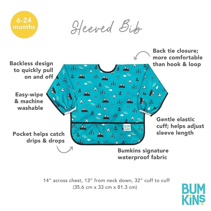 Bumkins Sleeved Bib for Girl or Boy, Baby and Toddler for 6-24 Mos, Essential - Image 5