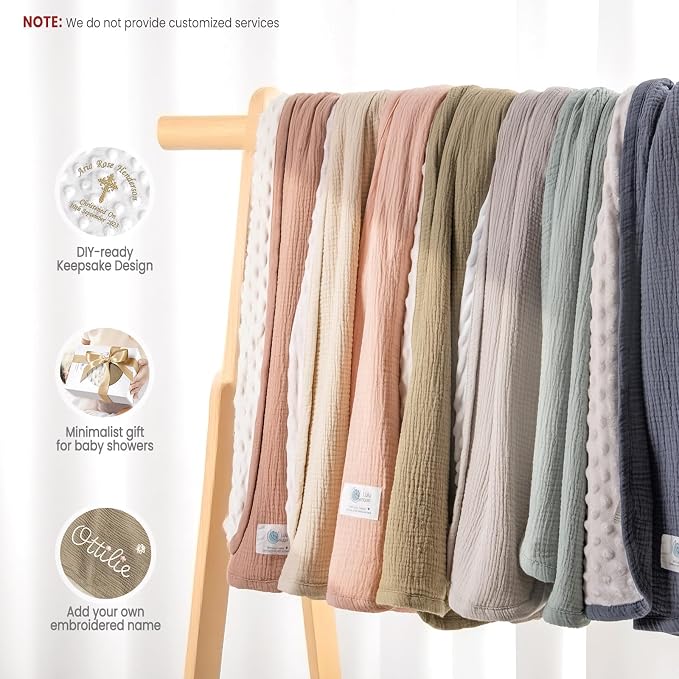 lulumoon Baby Blanket for Newborn Receiving: Minky Dot & Muslin Lightweight - Image 8