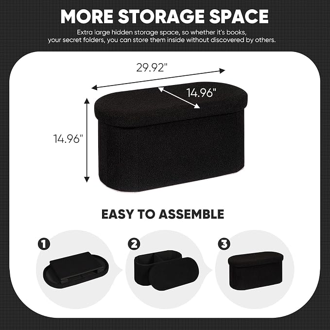B FSOBEIIALEO Ottoman with Storage - Image 3