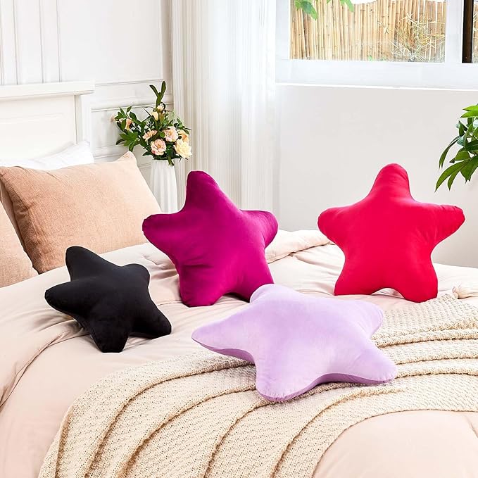 Black Star Throw Pillow, Cute Star Pillow Room Decor, Soft 14.9" Star Shaped - Image 4
