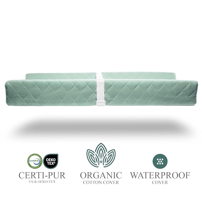 Organic Cotton Contoured Baby Changing Pad w/Waterproof Foam Mattress, Includes - Image 2