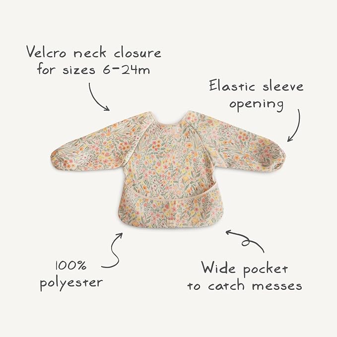 mushie Long Sleeve Baby Bib | Water Resistant Adjustable Fit - Image 7