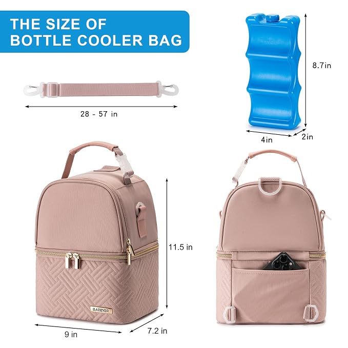 Breastmilk Cooler Bag with Ice Pack Fits 6 Baby Bottles up to 9 Ounce, Breast - Image 5