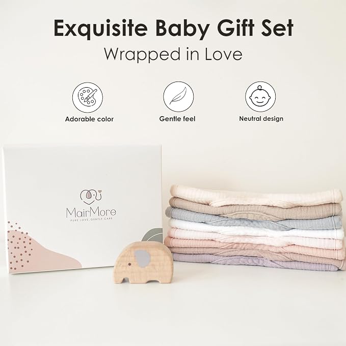 8-Pack Baby Muslin Bibs, Soft Cotton Drool Bibs - Image 6