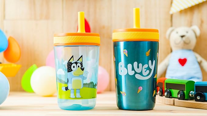 Zak Designs Bluey Kelso Tumbler Set, Leak-Proof Screw-On Lid - Image 9