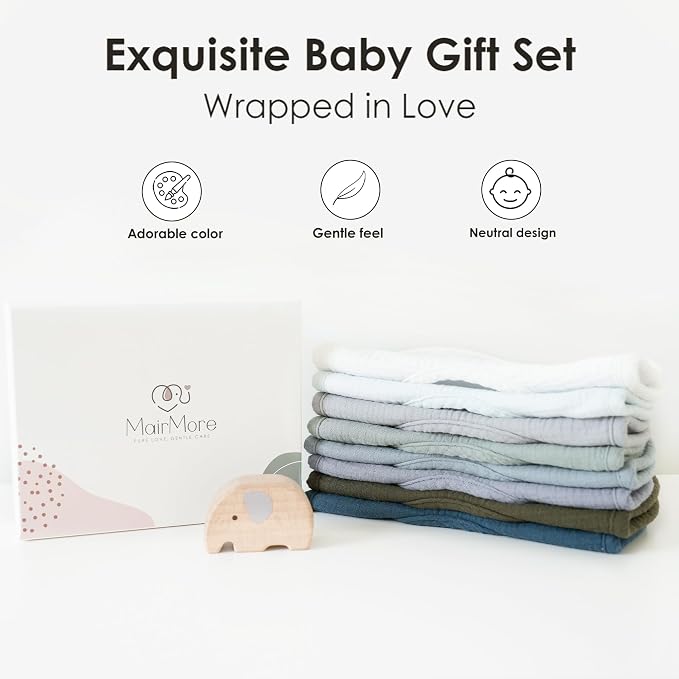 8-Pack Baby Muslin Bibs, Soft Cotton Drool Bibs - Image 6