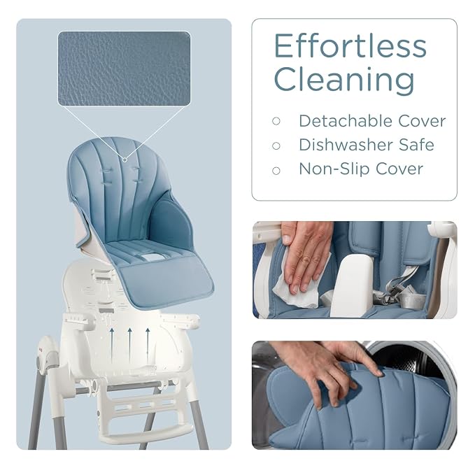 KÜB 3-in-1 Foldable Baby High Chair, 7 Height & 4 Recline Adjustable Seat & Tray - Image 3