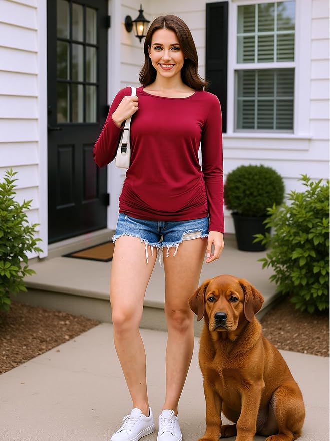 Maternity Shirts Long Sleeve Pregnancy Top - Image 6