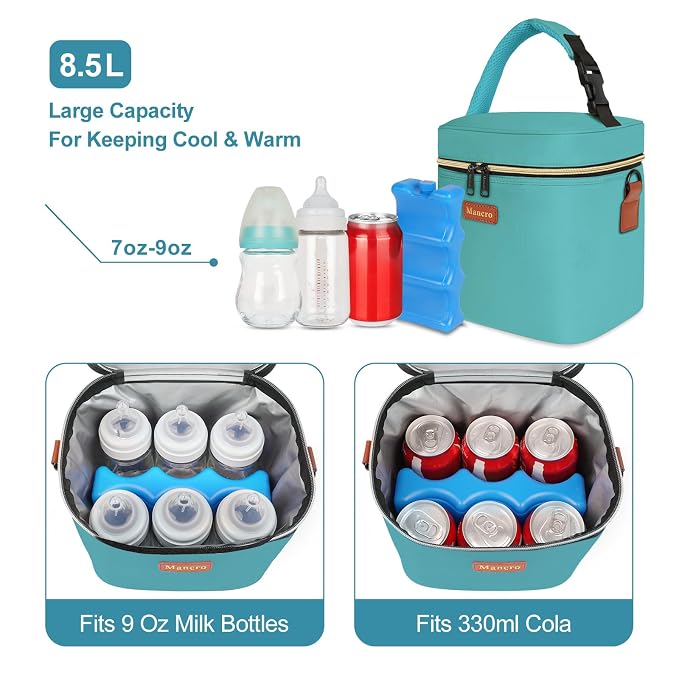 Breastmilk Cooler Bag with Ice Pack, Mancro Insulated Baby Bottle Tote Bag Fits - Image 2