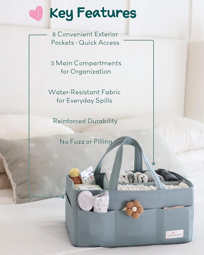 Lily Miles Baby Diaper Caddy Organizer, Wipeable Diaper Organizer Basket - Image 4