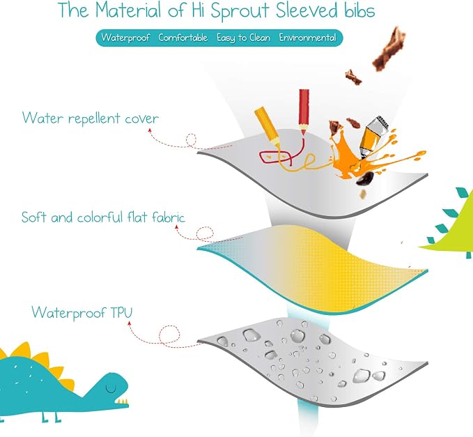 Infant Toddler Baby Waterproof Sleeved Bib, Bib - Image 7