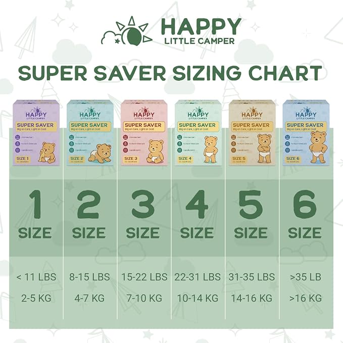 Happy Little Camper Ultra-Absorbent Natural Baby Diapers Size 1 - Image 8