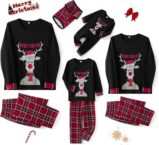 Awoscut Christmas Family Matching Pajamas Christmas Pjs Holiday Nightwear - Image 2