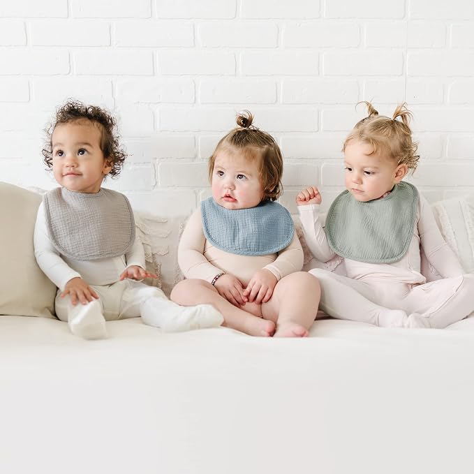Konssy 6-Pack Muslin Baby Bibs for Boys & Girls, Soft Cotton Absorbent Bandana - Image 2