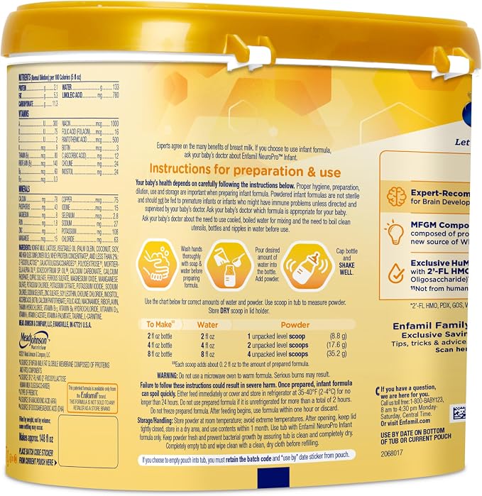 Enfamil NeuroPro Baby Formula, Milk-Based Infant Nutrition, MFGM* 5-Year Benefit - Image 13