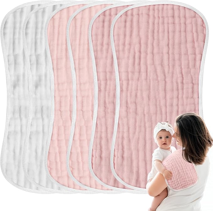 MUKIN Baby Muslin Burp Cloth Set of 6, Ultra Soft Absorbent Thick Cotton - Image 8