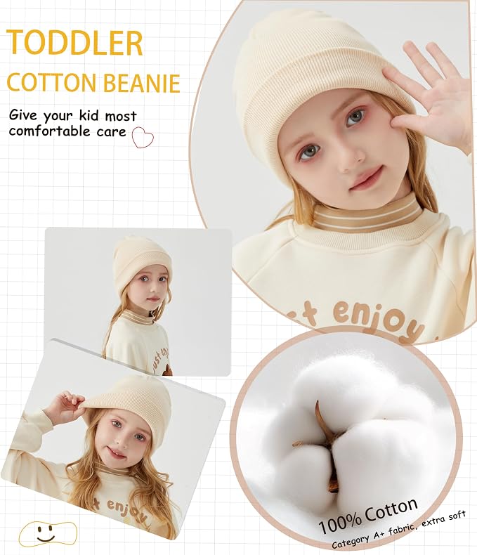 ROYBENS 100% Cotton Baby Beanie Cute Toddler Winter Hat Boys Girls Kids Soft - Image 6