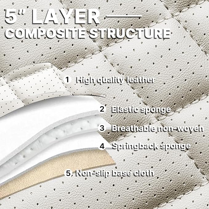 Car Seat Covers, Waterproof Nappa Leather Automotive Seat Covers Full Set - Image 6