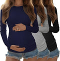 Riyiper 3 Pack Women's Maternity Shirts Long Sleeve Ribbed Knit Pregnancy Tees by Riyiper