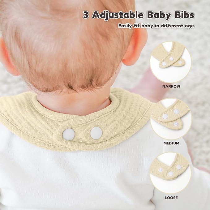 Susurration Muslin Baby Drool Bibs 10Pack Soft Square Adjustable Bandana Bibs - Image 4