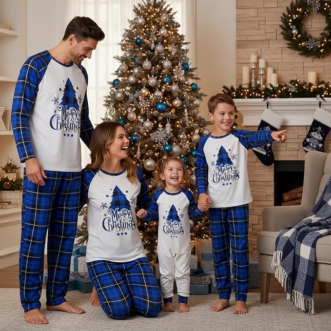 Awoscut Christmas Family Matching Pajamas Christmas Pjs Holiday Nightwear - Image 3