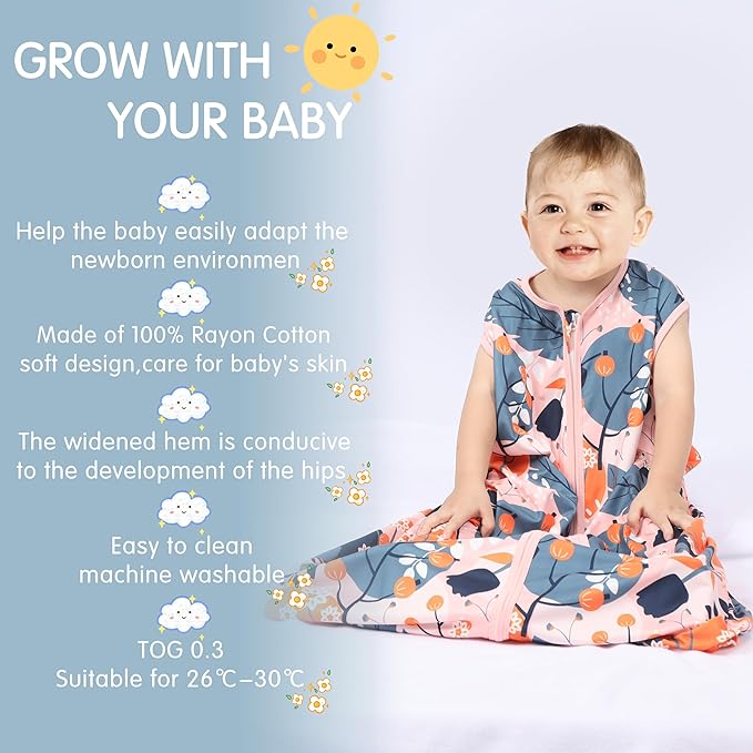 3 Pack Baby Sleep Sack 100% Rayon Cotton Baby Sleeping Bag 2-Way Zipper Toddler - Image 5