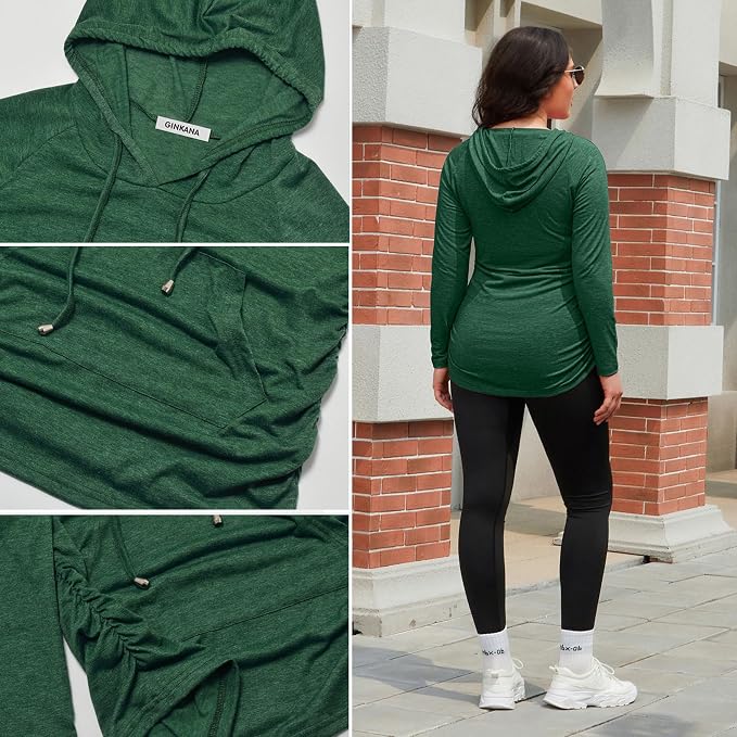 GINKANA Maternity Hoodie Long Sleeves Shirts Casual Maternity Top Pregnancy - Image 6