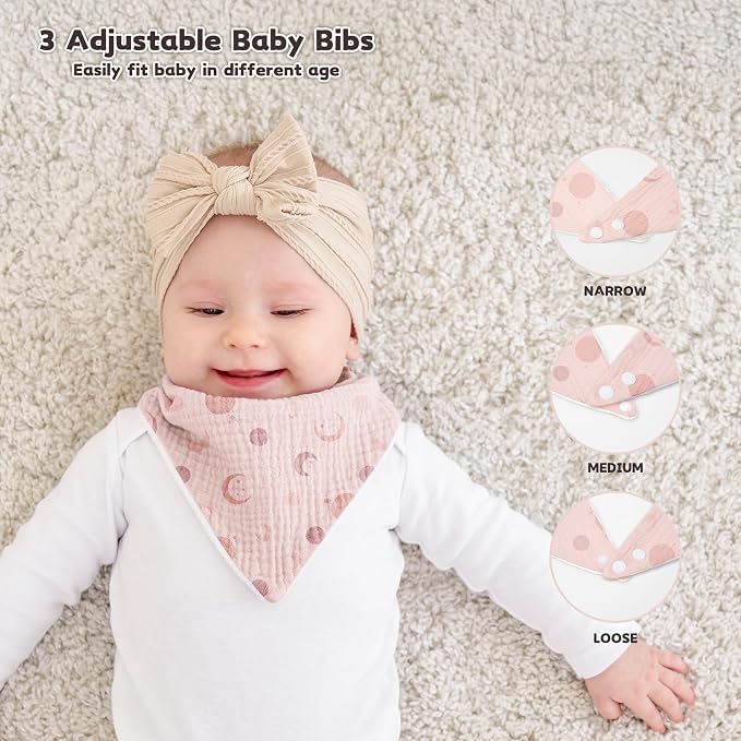 Susurration Muslin Baby Drool Bibs 6Pack Soft Triangular Adjustable Baby - Image 4