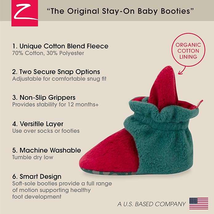 Zutano Unisex Fleece Baby Booties, Two Snap Closure, Newborn to 24 Months - Image 3