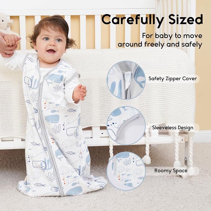 Yoofoss Baby Sleep Sack 0-6 Months 0.5 Tog Wearable Blanket - Image 3