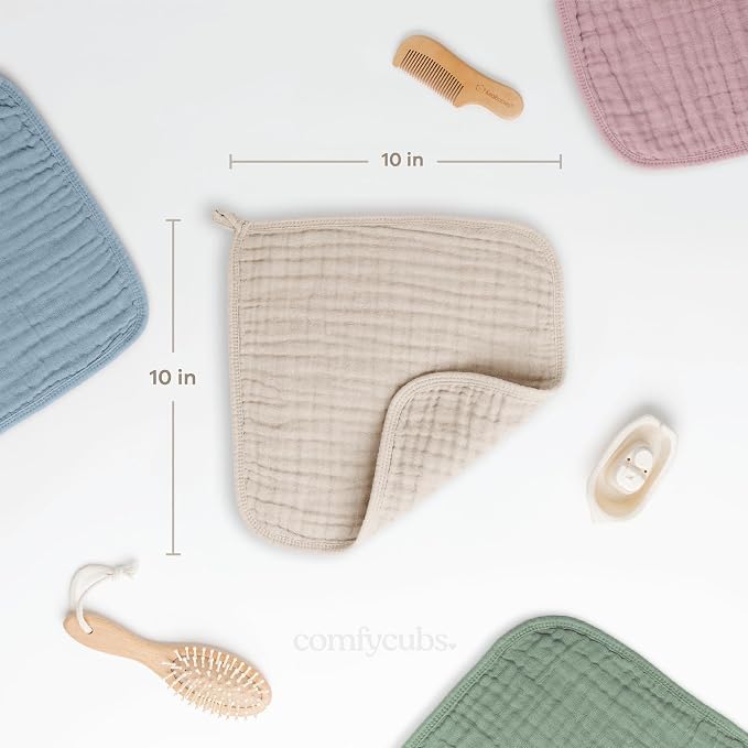 Comfy Cubs Muslin Baby Washcloths 6 Pack - Image 3