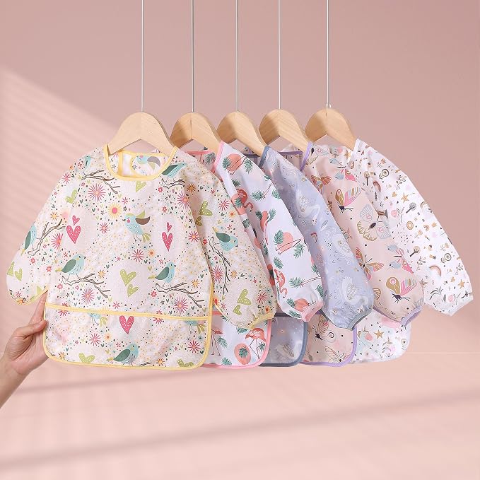 Sleeved Bib, 5 Pack, Waterproof Shirt Bibs - Image 7