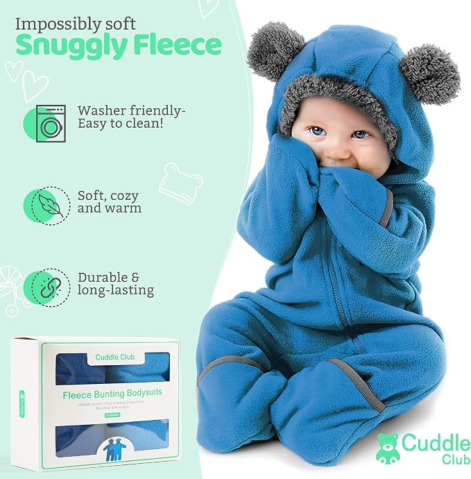 Cuddle Club Fleece Baby Bunting Bodysuit - Image 2