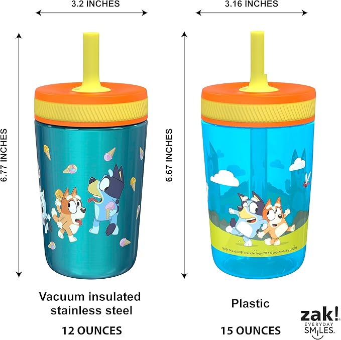 Zak Designs Bluey Kelso Tumbler Set, Leak-Proof Screw-On Lid - Image 6