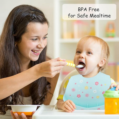 2 Pack Silicone Baby Bibs Adjustable Fit Waterproof Bib - Image 2