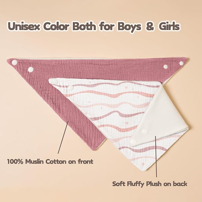 Susurration Muslin Baby Drool Bibs 6Pack Soft Triangular Adjustable Baby - Image 5