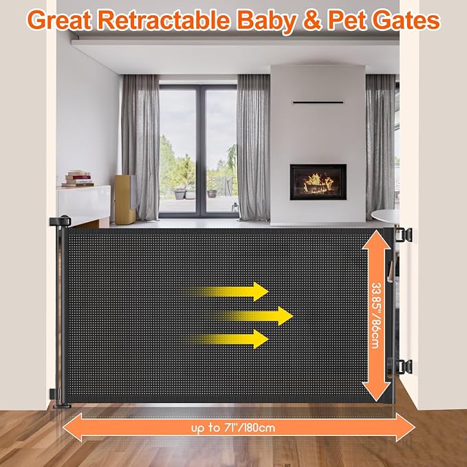71 inch Retractable Baby Gates, EZIGO Extra Wide Baby Gate - Image 2