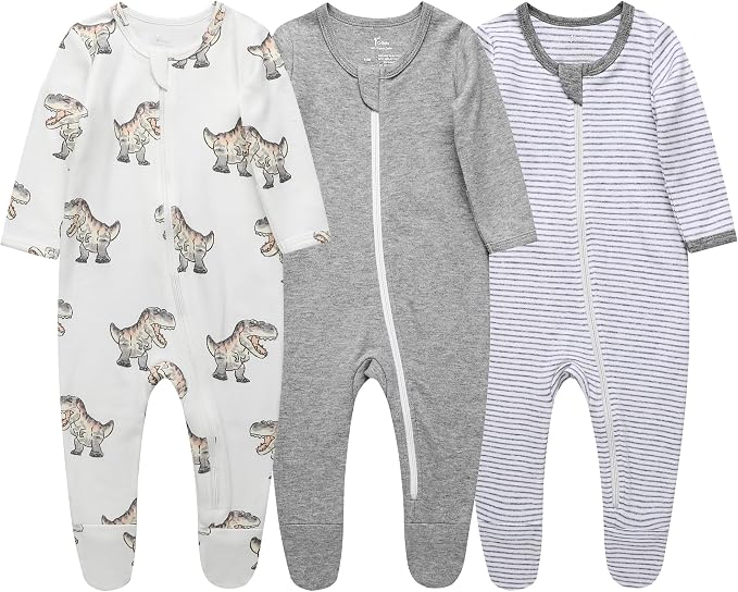 O2 BABY Baby Boys Girls Organic Cotton Zip-Front Sleeper Pajamas, Footed Sleep by O2BABY