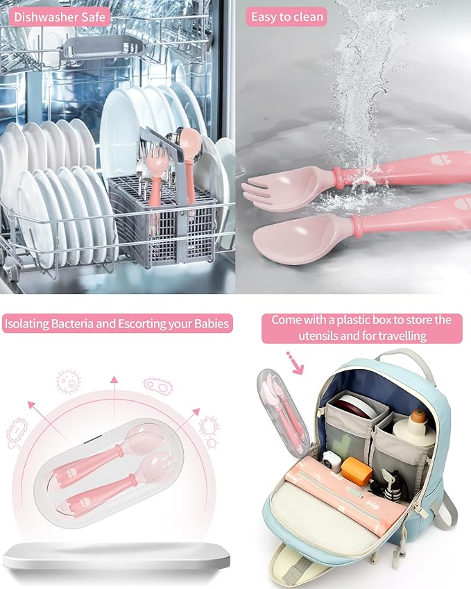Deejoy Toddler Utensils with Travel Safe Case, Silicone Baby Spoons and Fork Set - Image 4