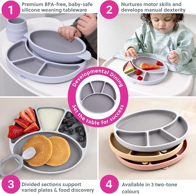 BIBaDO - Silicone Suction Divider Plate - Toddler Plates - Help Develop Motor - Image 5
