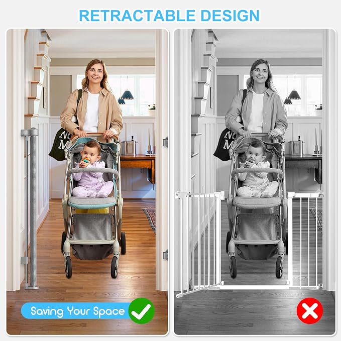 55 Inch Retractable Baby Gates Extra Wide, 41 Inch Reinforced Extra Tall Gate - Image 6