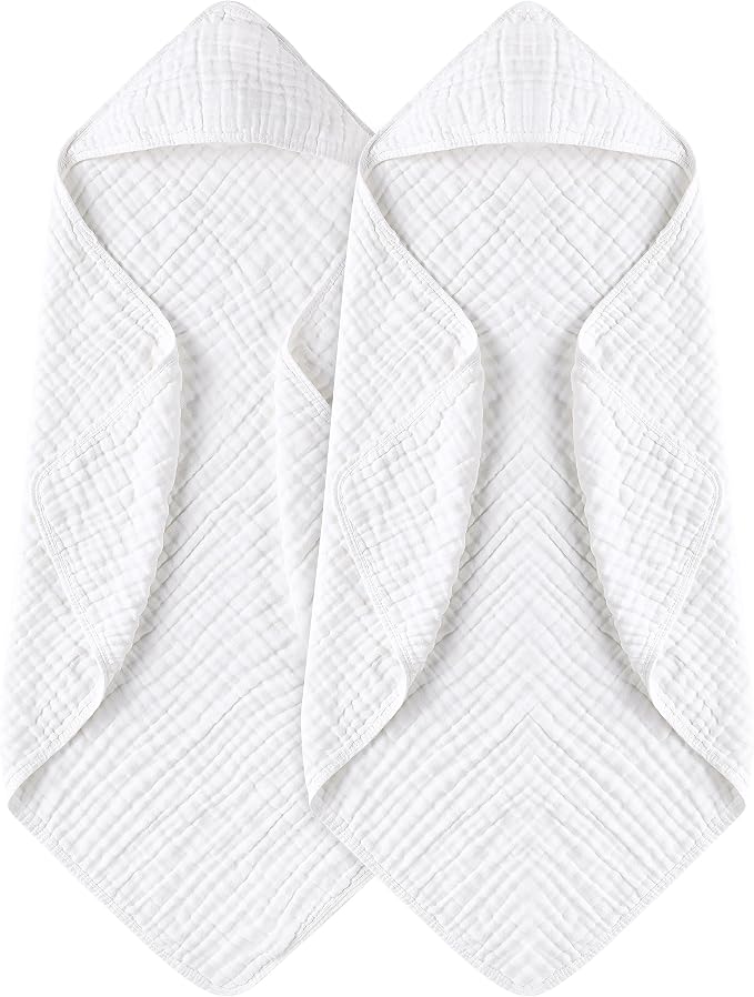 Yoofoss Hooded Baby Towels for Newborn 2 Pack 100% Muslin Organic Cotton Baby by YOOFOSS
