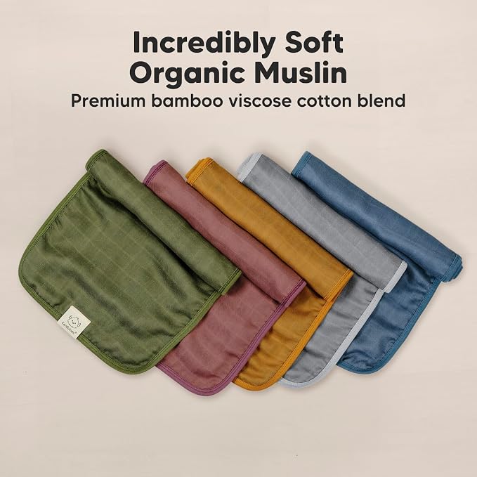 5-Pack Cotton Muslin Burp Cloths Baby Girls, Boys - Image 4