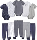 Baby Bodysuit and Pant Set 10-pcs Cotton Soft Newborn Boy Girl Clothes Outfits by Ruliby